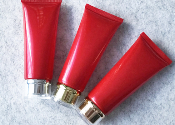Tubo cosmético plástico rojo en offset 200ml de la impresión para la crema del lavado de la cara